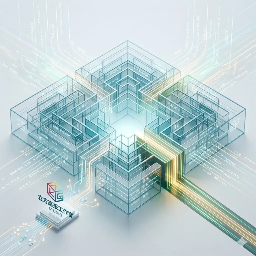 3D 数据迷宫，象征复杂志愿填报路径的结构化分析